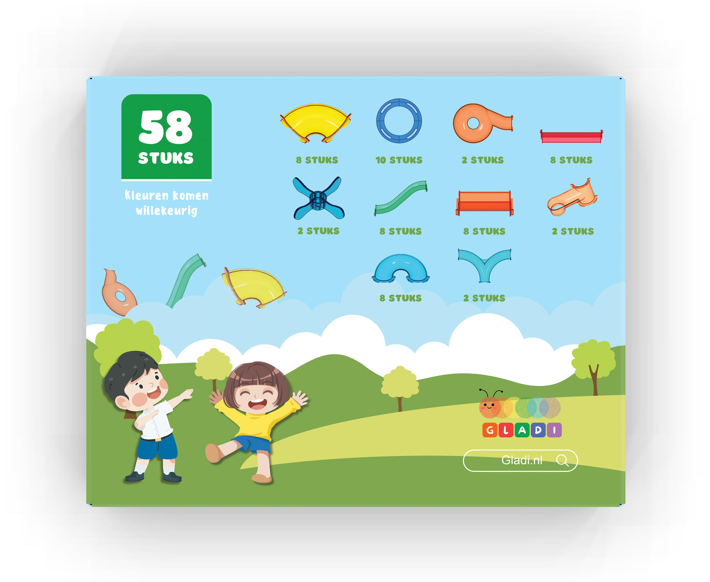 Gladi Tiles | 58-delige Knikkerbaan Uitbreiding