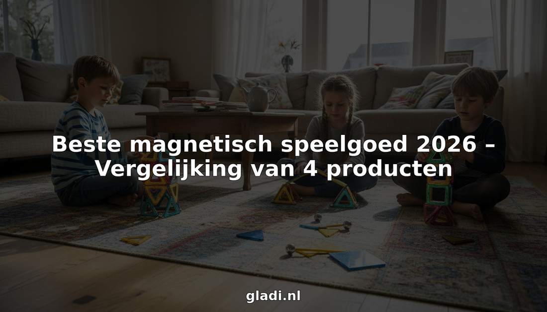 Op het kleed liggen kinderen gezellig te spelen met hun magnetische speelgoed.