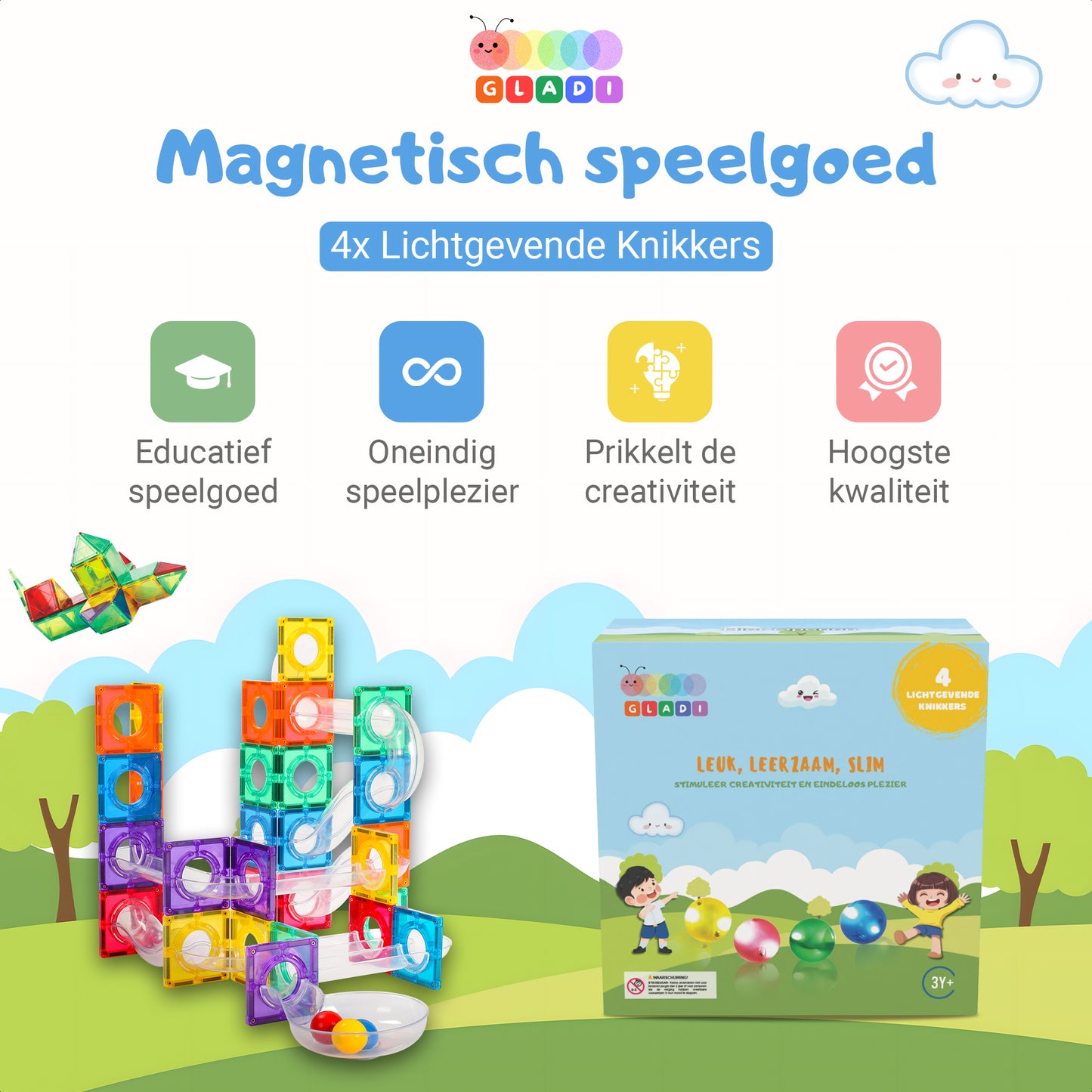 Gladi Tiles | Uitbreidingsset 4-delige LED Knikkers