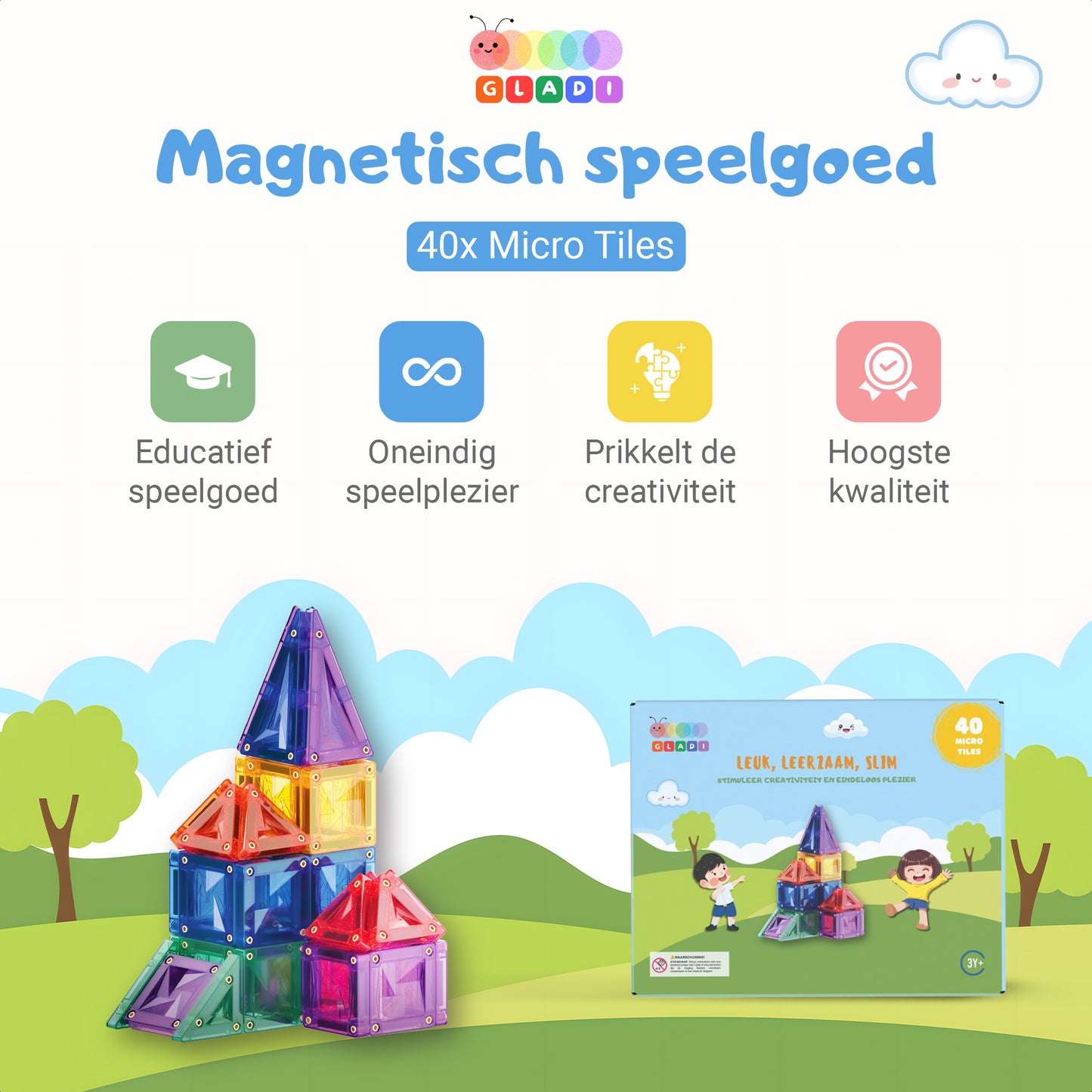 Gladi Tiles | 40-Delige Micro Tegels