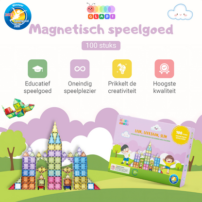 🏆 Gladi Tiles Pastel - Winnaar Speelgoed van het Jaar 2025 | Magnetisch Educatief Speelgoed