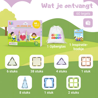 🏆 Gladi Tiles Pastel - Winnaar Speelgoed van het Jaar 2025 | Magnetisch Educatief Speelgoed