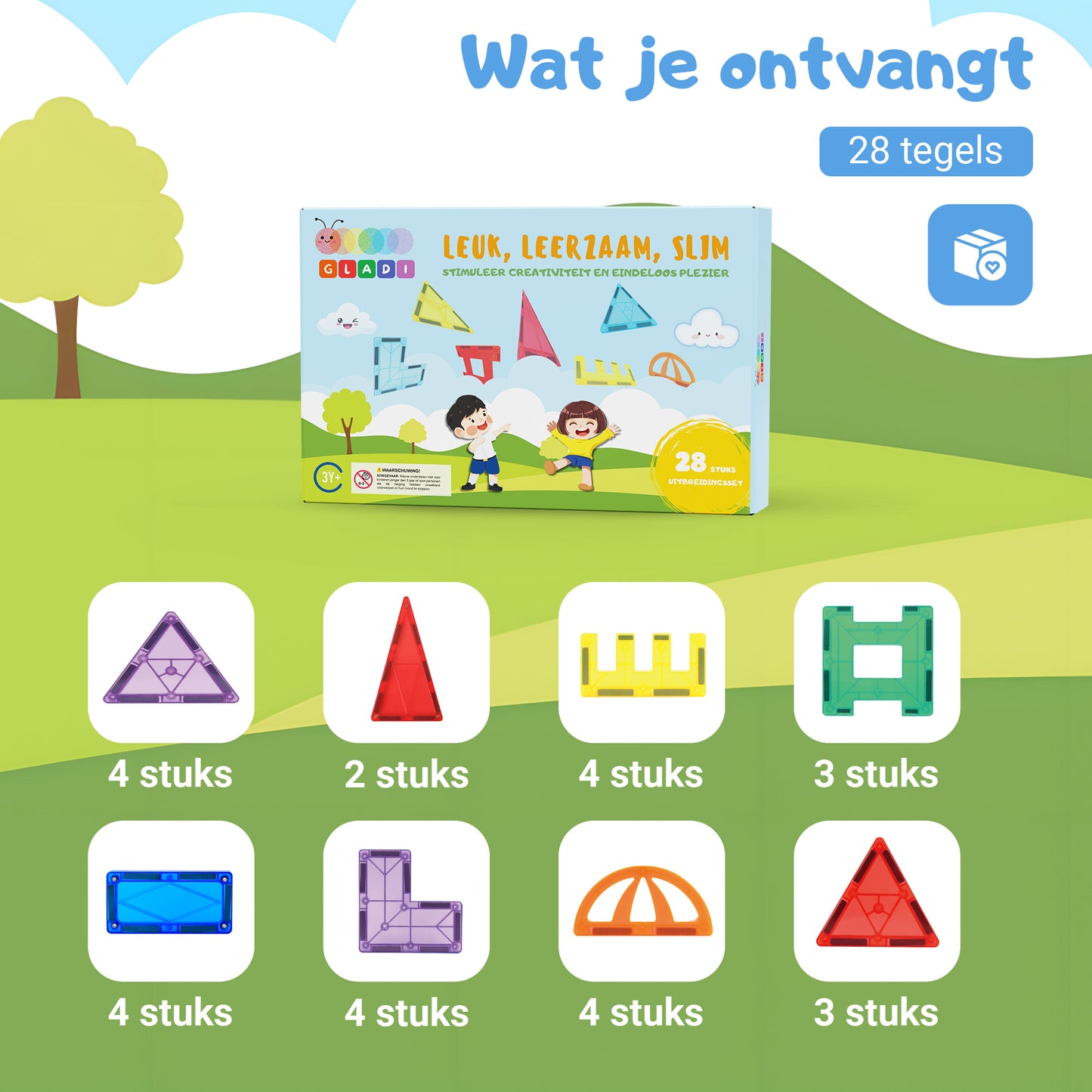 Gladi Tiles | Uitbreidingsset 28-Delige Speciale Tegels