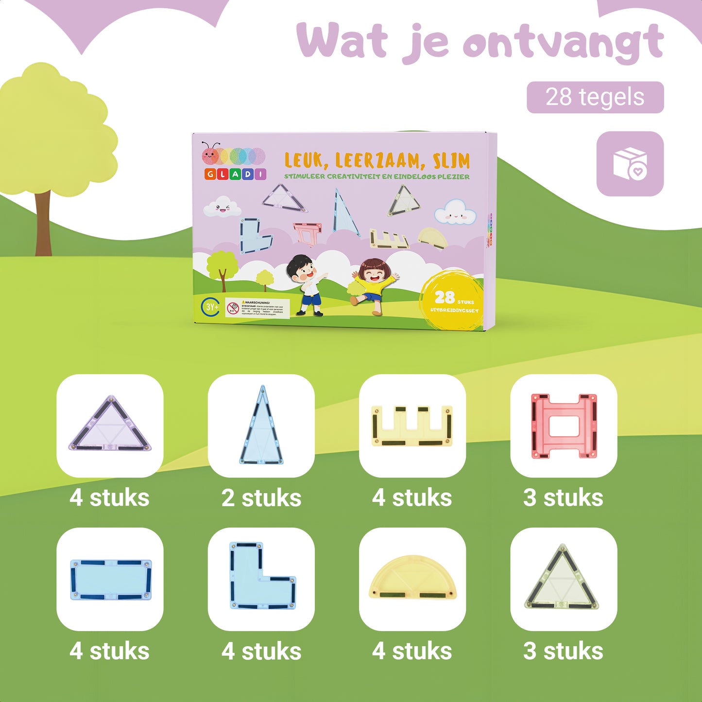 Gladi Tiles | Uitbreidingsset 28-Delige Speciale Tegels