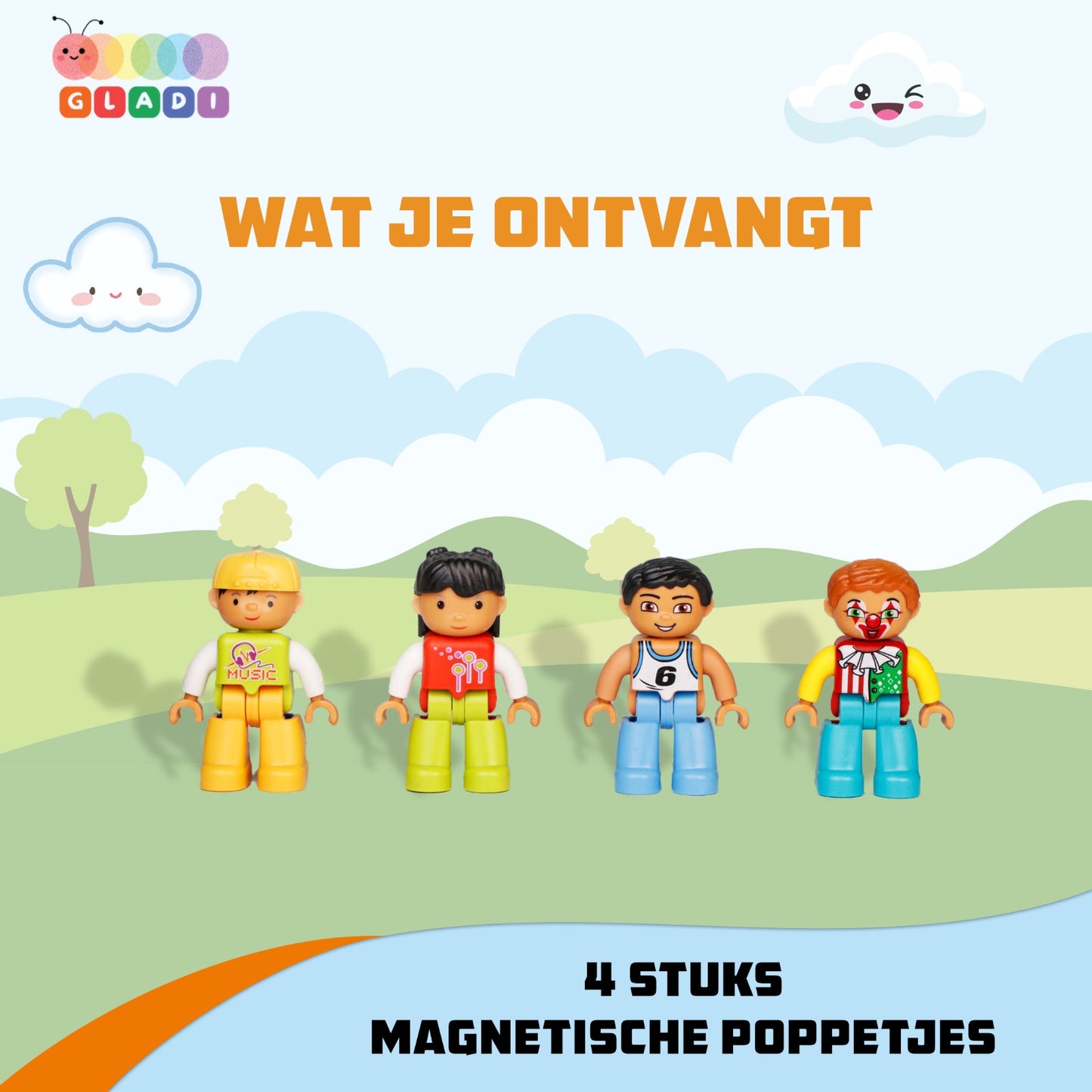 Gladi Tiles | Uitbreidingsset 4 Magnetische Poppetjes
